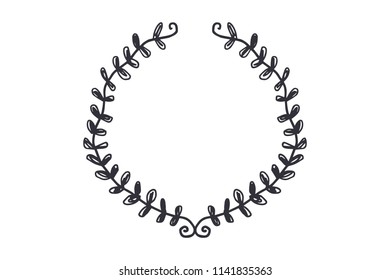Vector image, clipart. Boho floral frame, wreath, text template. Decor element for your design.