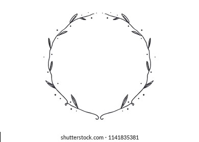 Vector image, clipart. Boho floral frame, wreath, text template. Decor element for your design.