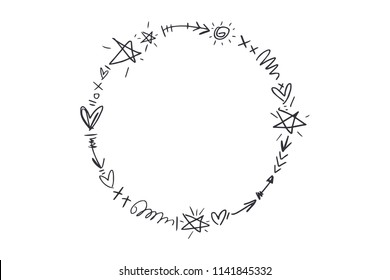 Vector image, clipart. Boho frame, wreath, text template. Decor element for your design.