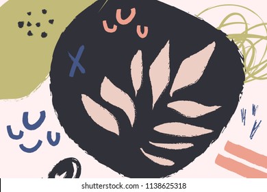 Vector image, clipart, editable details. Abstract painting. Hand drawn forms and textures set. Scandinavian art, modern style. Design for card, banner, poster, brochure and other.