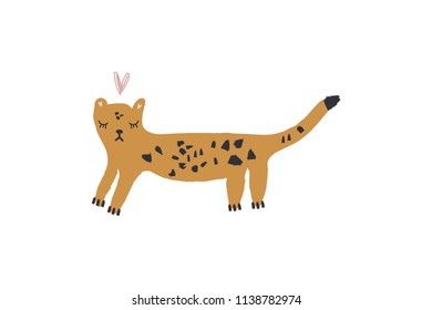 Vector image, clipart, editable details. Cute cartoon isolated leopard. Scandinavian design, modern style. Decor elements for your projects and other.