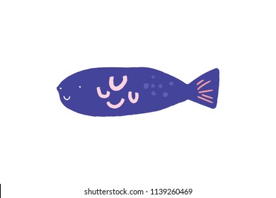 Vector image, clipart, editable details. Cute cartoon tropical fish art. Decor elements for your projects and other.