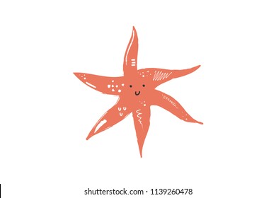 Vector image, clipart, editable details. Cute cartoon star fish art. Decor elements for your projects and other.