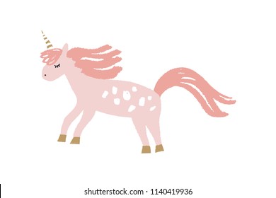 Vector image, clipart, editable details. Cute hand drawn unicorn art, baby print. Decor element for your projects and other. Isolated.