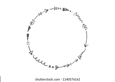 Vector image, clipart, editable details. Boho arrows frame, text template. Decor element for your design and other.