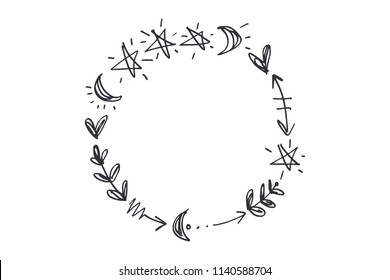 Vector image, clipart, editable details. Boho nature frame, text template. Decor element for your design and other.