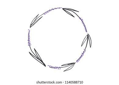 Vector image, clipart, editable details. Boho lavender frame, text template. Decor element for your design and other.