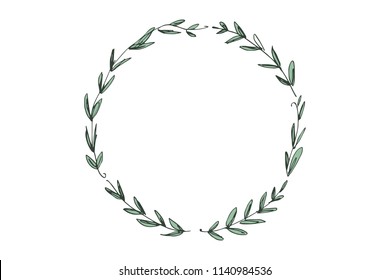 Vector image, clipart, editable details. Green floral frame, text template. Decor element for your projects and other.