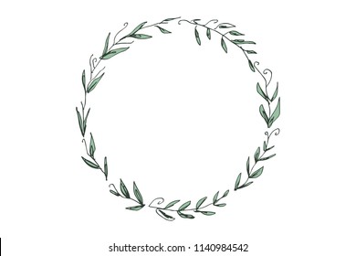Vector image, clipart, editable details. Green floral frame, text template. Decor element for your projects and other.