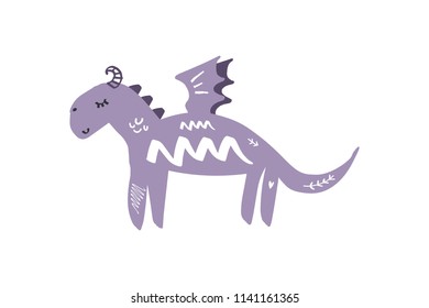 Vector image, clipart, editable details. Isolated cute dragon, baby illustration. Scandinavian style art, modern design. Decor elements for your projects and other.