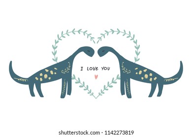 Vector image, clipart, editable details. Cute little dinosaurs art, baby print. Kids style art, modern design. Decor elements for your projects and other.