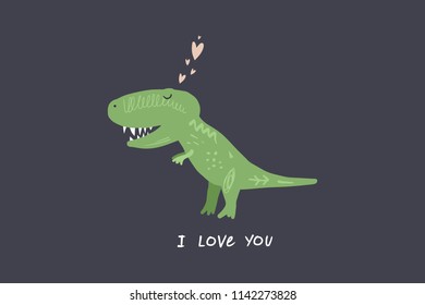 Vector image, clipart, editable details. Isolated cute dinosaur, baby illustration, funny postcard. Kids style art, nursery design. Decor elements for your projects and other.