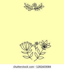 Vector image, clipart, editable details. Boho flowers frame, text template. Decor element for your design and other. Ornate floral boho frame and card. 