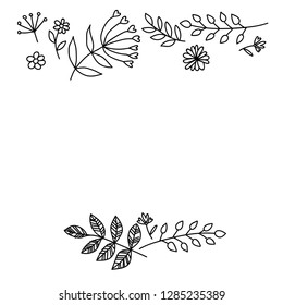 Vector image, clipart, editable details. Boho flowers frame, text template. Decor element for your design and other. Ornate floral boho frame and card. 
