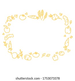 Vector image, clipart, editable details. Boho vegetable frame, text template. Decor doodle element for your design and other.