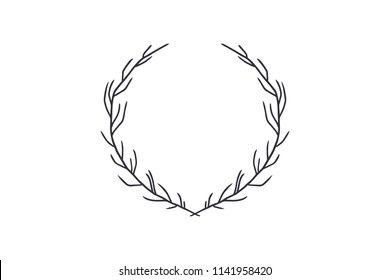 Vector image, clipart. Hand drawn twig frame. Decor element for your design.