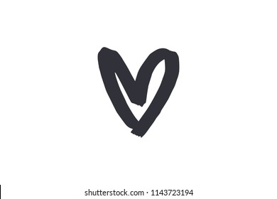 Vector image, clipart. Hand drawn heart silhouette, sketch, symbol. Decor element for your design.
