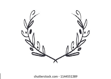 Vector image, clipart. Hand drawn floral frame, olive tree branches. Decor element for your design.