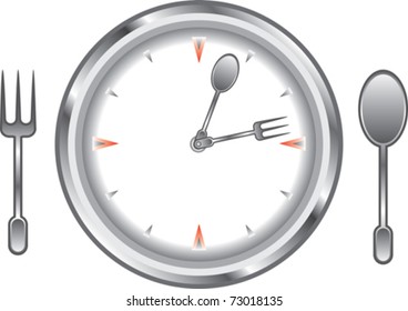 vector image clock face with a fork and spoon