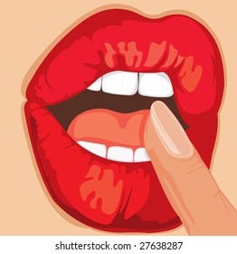 vector image of close up of woman's mouth