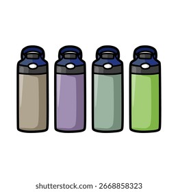 imagem vetorial de garrafas de bebidas reutilizáveis fechadas