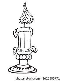 Vector image. Close-up of abstract with a burning candle. Cover design, print of clothes, textile.