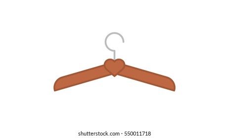 Vector image of clother hangers on a light background. Wooden products. Subject to wear. The object of the closet. For storage of outer clothing in a closet. Theatre equipment.