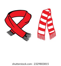 vector image of clothing accessories scarf on a red neck that can be changed in color