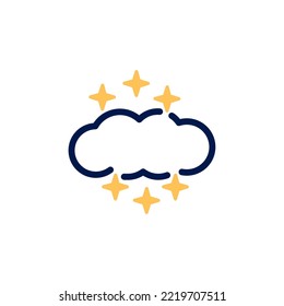 Vektorbild der Wolke mit Sternen auf weißem Hintergrund