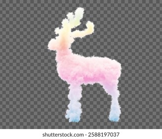 Vector image of clouds in the form of a deer. Soft lines and gradient shades create an atmosphere of coziness and magic, ideal for fantasy and fairy-tale projects.