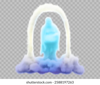 Vector image of clouds in the form of a person sitting on a cloud. Soft lines and delicate colors create a calming and creative look, perfect for relaxing and dreamy designs.