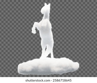 Vector image of clouds in the form of a rearing horse. Soft lines and gentle gradients create a feeling of lightness and airiness, perfect for fantasy and creative projects.