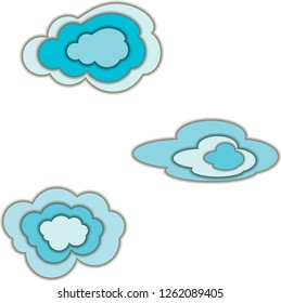 Vector image of clouds. Clouds in paper style. Animated clouds.