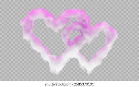 Vector image of clouds in the shape of hearts. Delicate pastel shades and smooth lines create a romantic and sweet look, perfect for love and holiday themed designs.