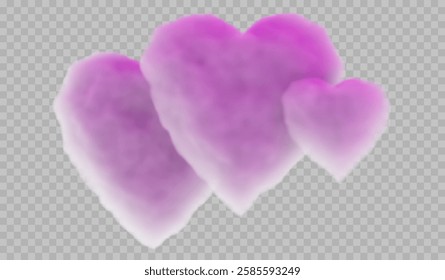 Vector image of clouds in the shape of hearts. Delicate pastel shades and smooth lines create a romantic and sweet look, perfect for love and holiday themed designs.
