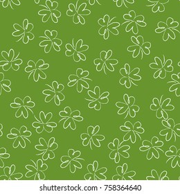 Vector image of a clover leaf on a green background. St. Patrick Day gift wrapping.