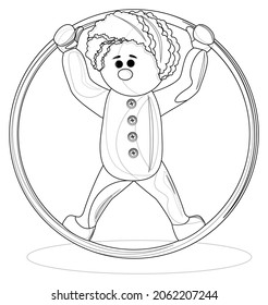 Vector image of a clown with a hoop. EPS 10. Concept. Image on white background