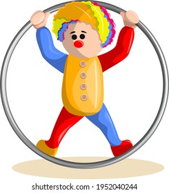 Vector image of a clown with a hula hoop. EPS 10. Concept. Image on white background