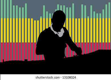 vector image of clubbing DJ