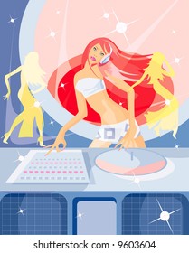 vector image of clubbing DJ