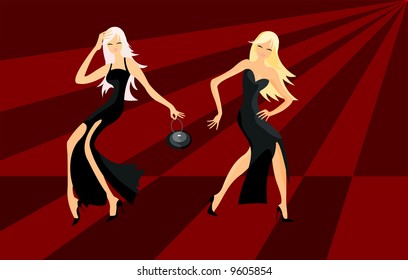 vector image of clubbing gils