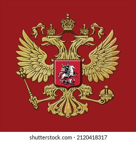 Vector image of the coat of arms of Russia in the form of a three-dimensional double-headed eagle