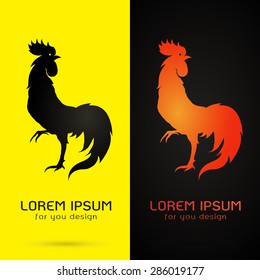 Vector image of cock design on yellow background and black background, Logo, Symbol