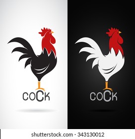 Vector image of a cock design on white background and black background, Vector cock for your design