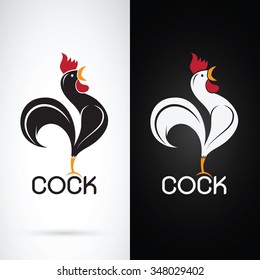Vector image of a cock design on white background and black background, Vector cock for your design