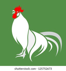 Vector image of an cock on green background