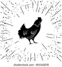 Vector image of an cock on white background with dots and strips