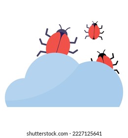 cucarachas de imagen vectorial saliendo de una nube con fondo blanco