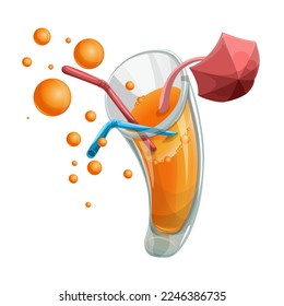 Vector image of a cocktail with gas air bubbles of an unusual shape. Cartoon. EPS 10