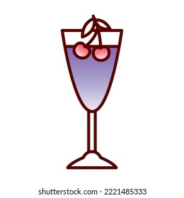 imagen vectorial del icono del cóctel con cerezas sobre fondo blanco